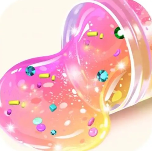 Clear decorative slime showing transparency and visual texture